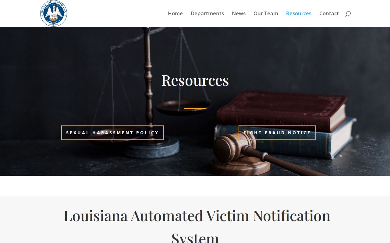 St. Landry Parish district attorney resources page listing records and notification services