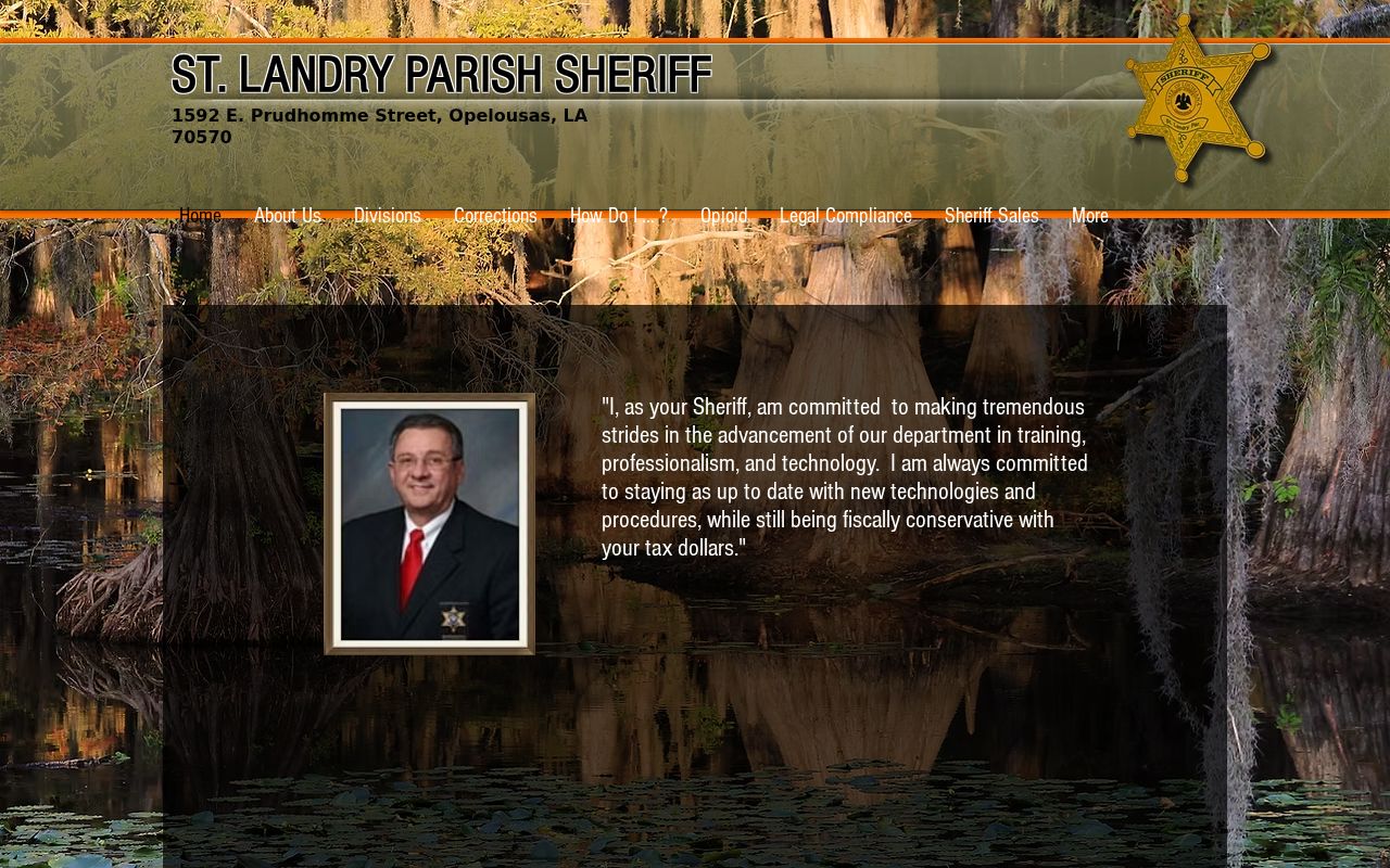 St. Landry Parish Sheriff's Office home page, which has no St. Landry Parish warrant search tool